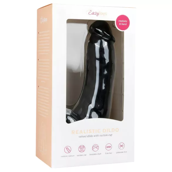 Easytoys - dildo z jądrami i przyssawką - czarny 20 cm
