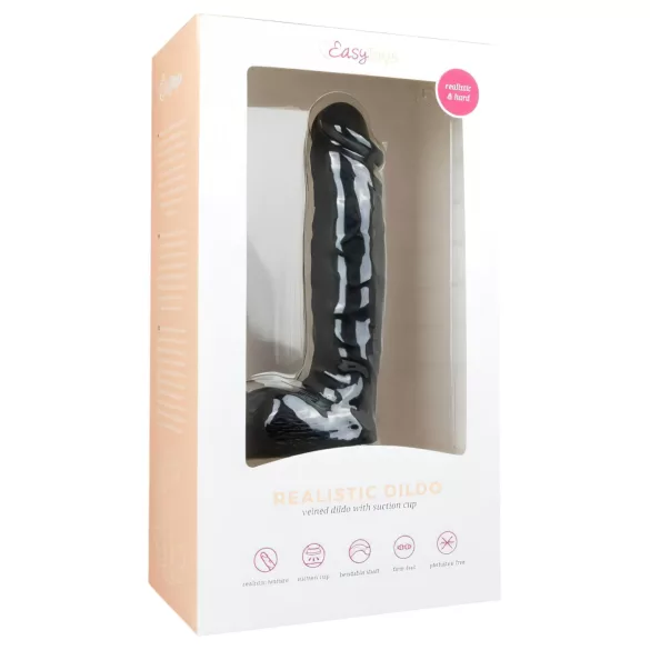 Easytoys - dildo z przyssawką i jądrami - 22,5 cm - czarny