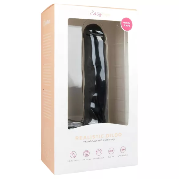 Easytoys - duży dildo z jądrami i przyssawką - czarny 26,5cm