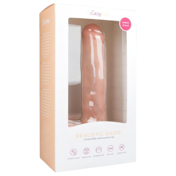 Easytoys - duży dildo z jądrami i przyssawką - realistyczny, 29,5 cm, beżowy