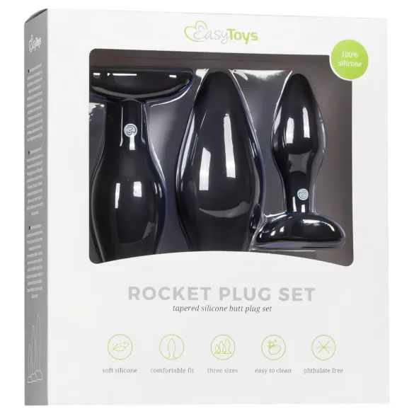 Easytoys Rocket - zestaw plugów analnych - 3 sztuki - czarny