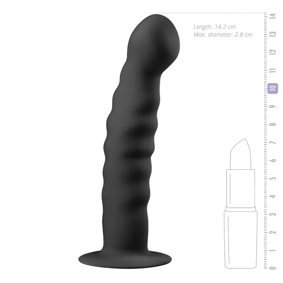 Easytoys - dildo analne z przyssawką - żebrowane - 14 cm - czarny
