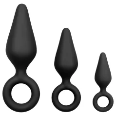  Easytoys - zestaw korków analnych z pierścieniem - 3 sztuki - czarny