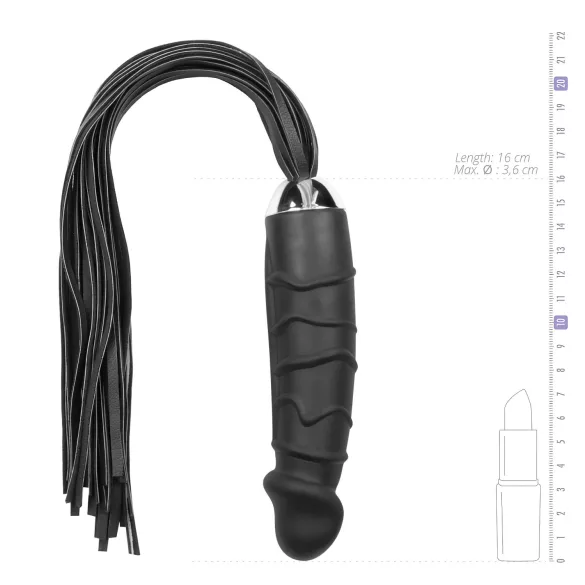 Easytoys - flogger z biczem i dildo silikonowym - czarny