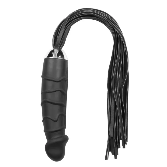 Easytoys - flogger z biczem i dildo silikonowym - czarny