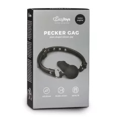 Easytoys - knebel z dildo wewnętrznym - silikon czarny