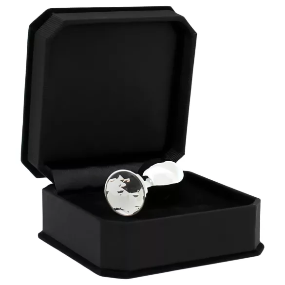 Rimba XS - korek analny z kryształem - metalowy, przezroczysty kamień, srebrny