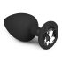Easytoys Diamond - czarny anal plug z białym kamieniem (duży)