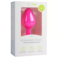   Easytoys Diamond - korek analny z białym kryształem - średni - różowy