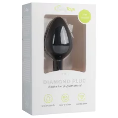   Easytoys Diamond - korek analny z białym kryształem - średni - czarny