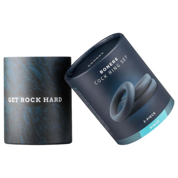 Boners - zestaw pierścieni na penisa - 3 szt. (szare)