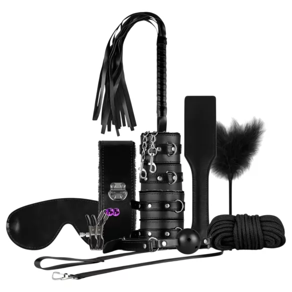 Secret Pleasure Chest - zestaw BDSM dla zaawansowanych - 14 elementów - czarny