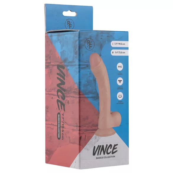 Real Fantasy Vince - dildo z jądrami i napletkiem - 19,5 cm - cielisty