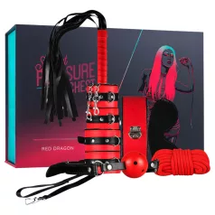   Secret Pleasure Chest - zaawansowany zestaw BDSM - 10‑częściowy (czerwony)