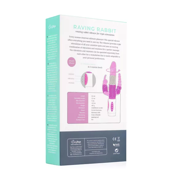 Easytoys Raving Rabbit - wibrator trójramienny (różowy)