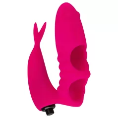 Easytoys - wibrator na palec 2w1 - silikon różowy