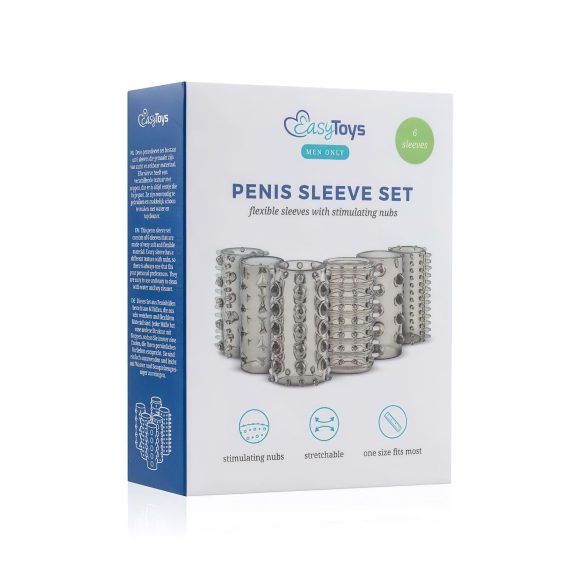 Easytoys - nakładki na penisa - zestaw 6 sztuk - szare