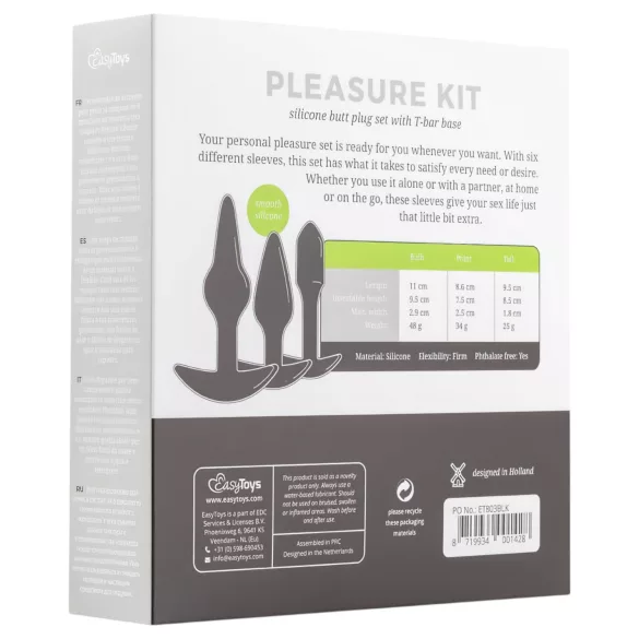 EasyToys Pleasure kit - zróżnicowany zestaw korków analnych (czarny)