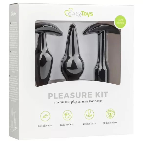 EasyToys Pleasure kit - zróżnicowany zestaw korków analnych (czarny)