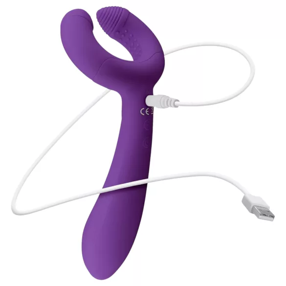 Easytoys - wibrujący stymulator dla par - wodoodporny, akumulatorowy, fioletowy