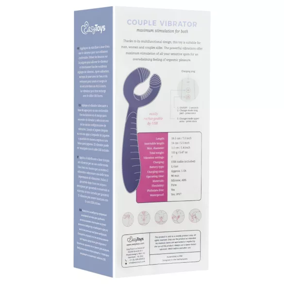 Easytoys - wibrujący stymulator dla par - wodoodporny, akumulatorowy, fioletowy