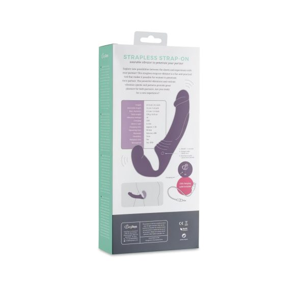 Easytoys - wibrujący strap-on bez pasa - silikonowy, fioletowy, ładowany USB