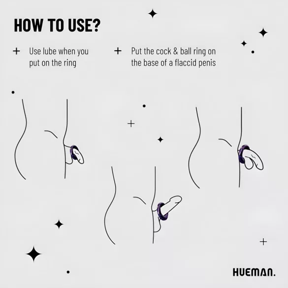 Hueman Saturn - pierścień wibrujący na penisa wodoodporny ładowany USB lila