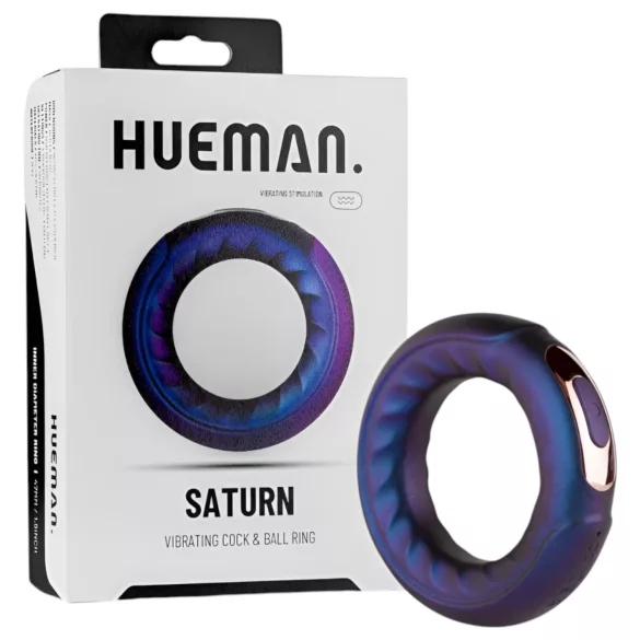Hueman Saturn - pierścień wibrujący na penisa wodoodporny ładowany USB lila