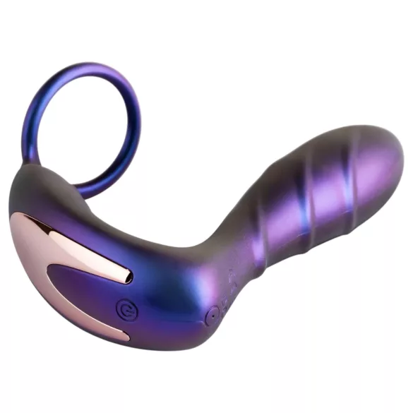 Hueman Black Hole - wibrujący analny dildo sterowany radiowo z pierścieniem na penisa (fioletowy)