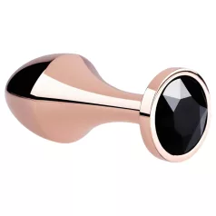   Rosy Gold - korek analny z czarnym kryształem - metalowy - rosegold