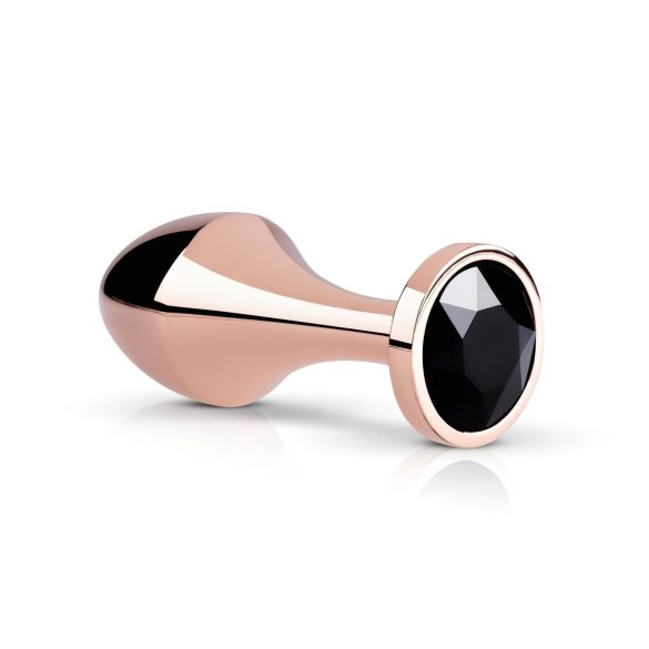 Rosy Gold Korek Analny z Czarnym Kamieniem (rosegold)