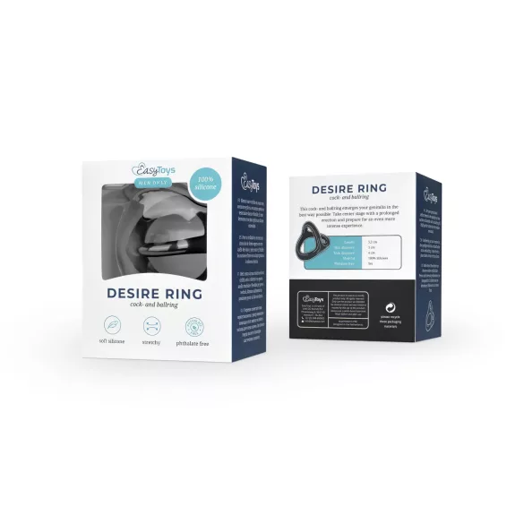 Easytoys Desire Ring - pierścień na penisa i jądra - elastyczny - czarny