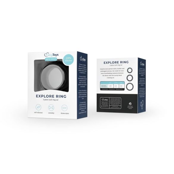 Easytoys - zestaw pierścieni erekcyjnych - 3 sztuki - czarne