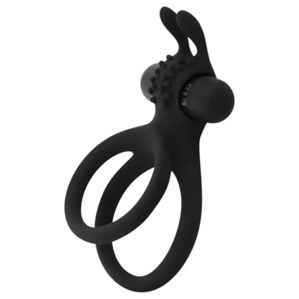 Easytoys - pierścień wibrujący na penisa i jądra - silikon czarny