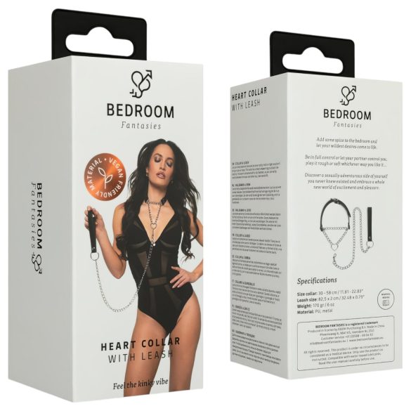 Bedroom Fantasies - obroża z smyczą - czarna