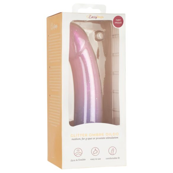 EasyToys Mermaid - dildo z brokatem - silikon - 19 cm - różowy