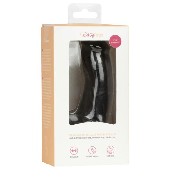 Easytoys - dildo realistyczny z jądrami - 12 cm - czarny