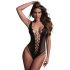 Christine - głęboko wycięte body z siateczki - (czarne) - XS-XL