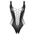 Christine - głęboko wycięte body z siateczki - (czarne) - XS-XL