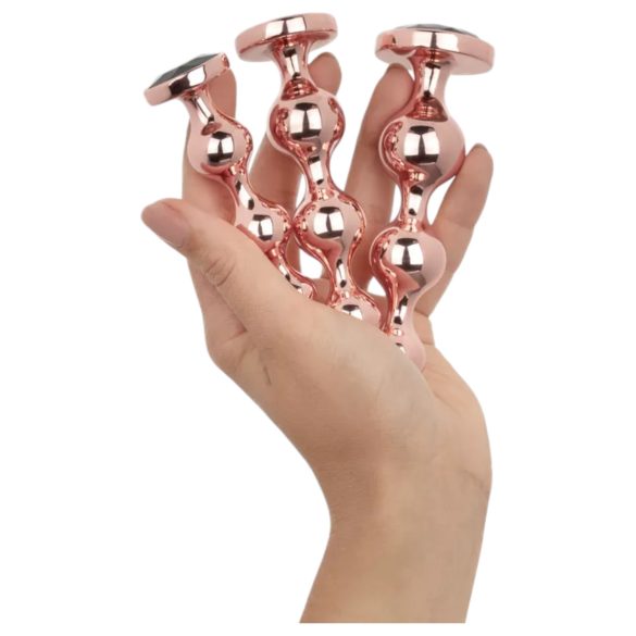 Rosy Gold - zestaw dildo analnych - metalowy, kolor różowe złoto