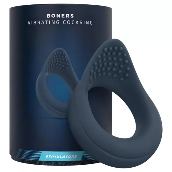 Boners - pierścień wibrujący na penisa - silikon - niebieski