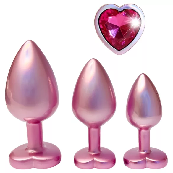 Dreamtoys Gleaming Love - zestaw serduszkowych korków analnych (różowy)
