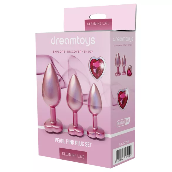 Dreamtoys Gleaming Love - zestaw serduszkowych korków analnych (różowy)