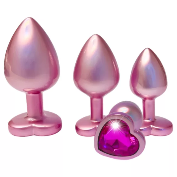 Dreamtoys Gleaming Love - zestaw serduszkowych korków analnych (różowy)
