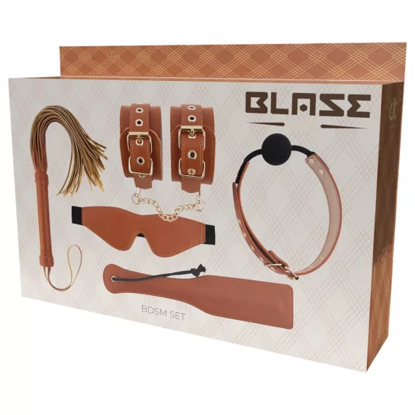 Blaze Elite - zestaw BDSM 5-częściowy - kolor koniak