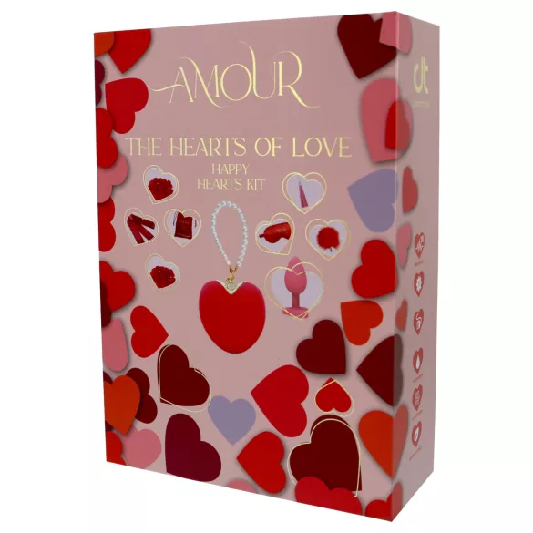 Dreamtoys Amour - zestaw upominkowy z wibratorem w kształcie serca (czerwony)
