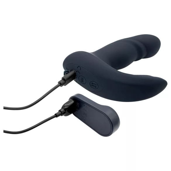 Dreamtoys Pulz - wbijający się wibrator analny z pilotem (niebieski)