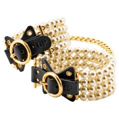 Allure - kajdanki na kostki z perełkami - czarne