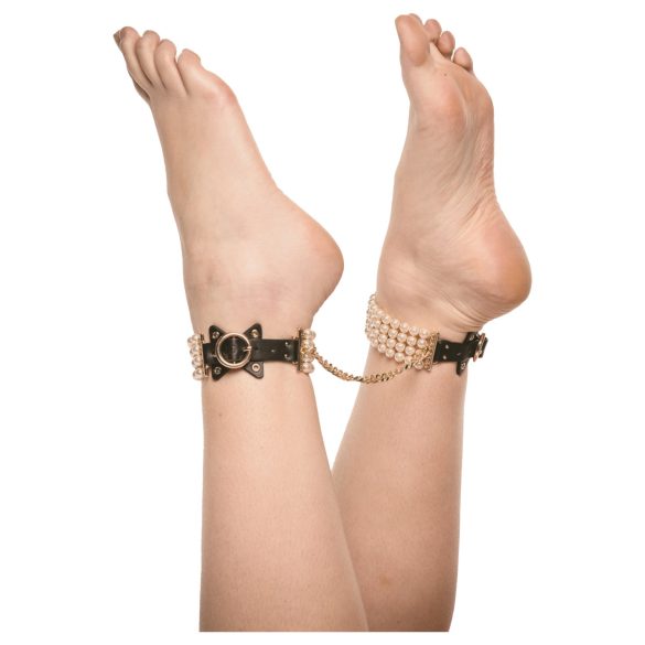 Allure - kajdanki na kostki z perełkami - czarne