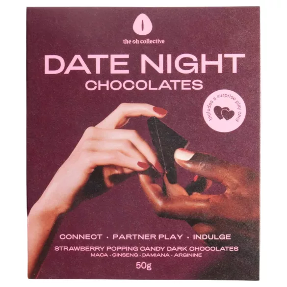 The Oh Collective Date Night - gorzka czekolada z makiem i truskawkami dla par (50 g)